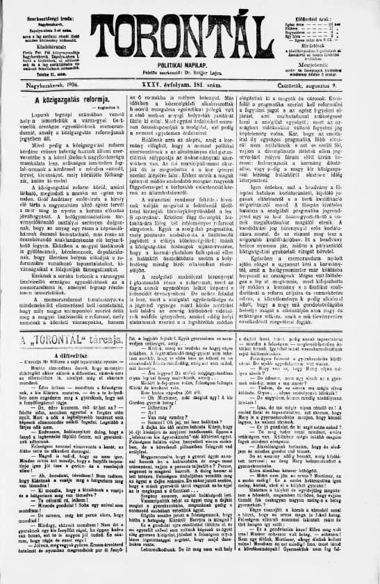 Torontál, 35. évf. 1906. augusztus 9. 181. sz.