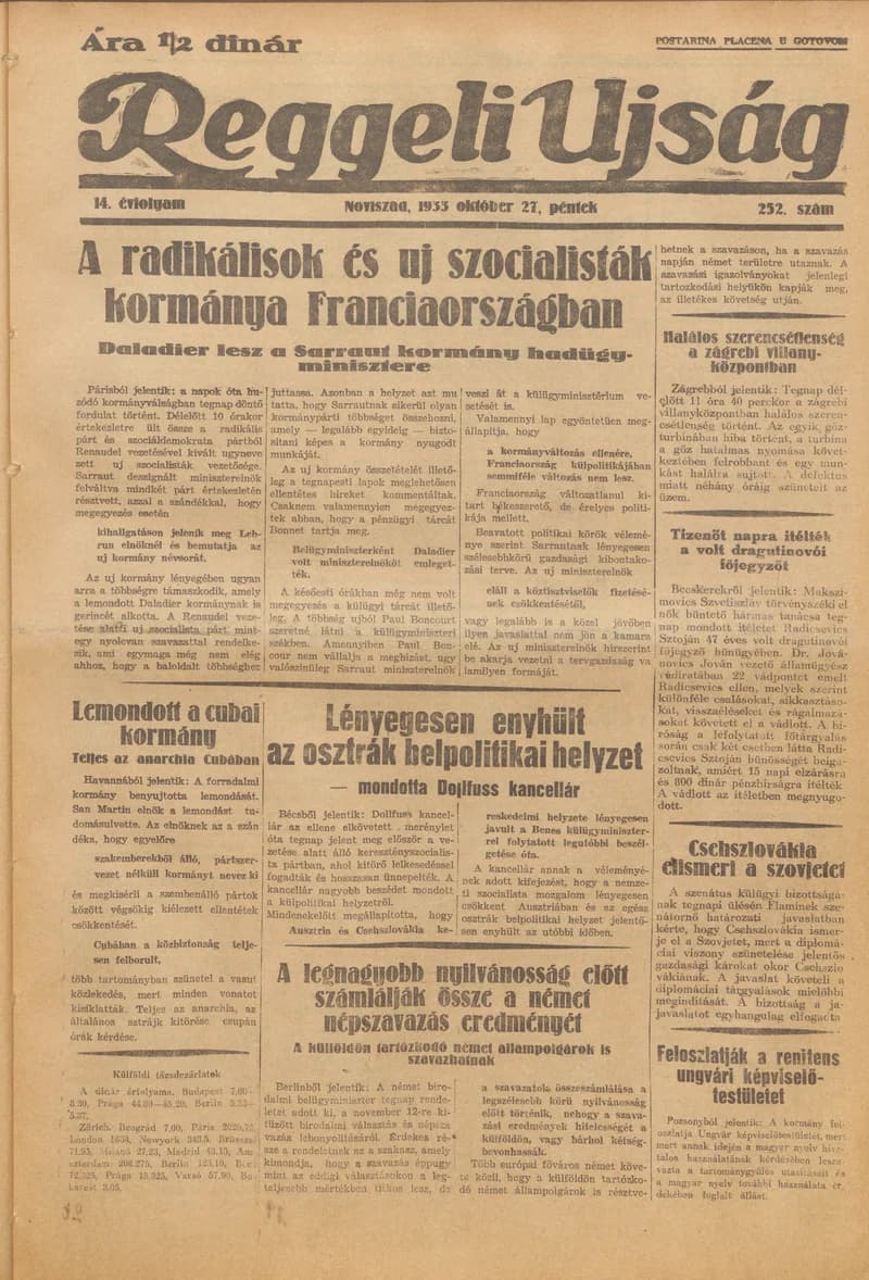 Reggeli Újság, 14. évf. 1933. október 27. 252. sz.