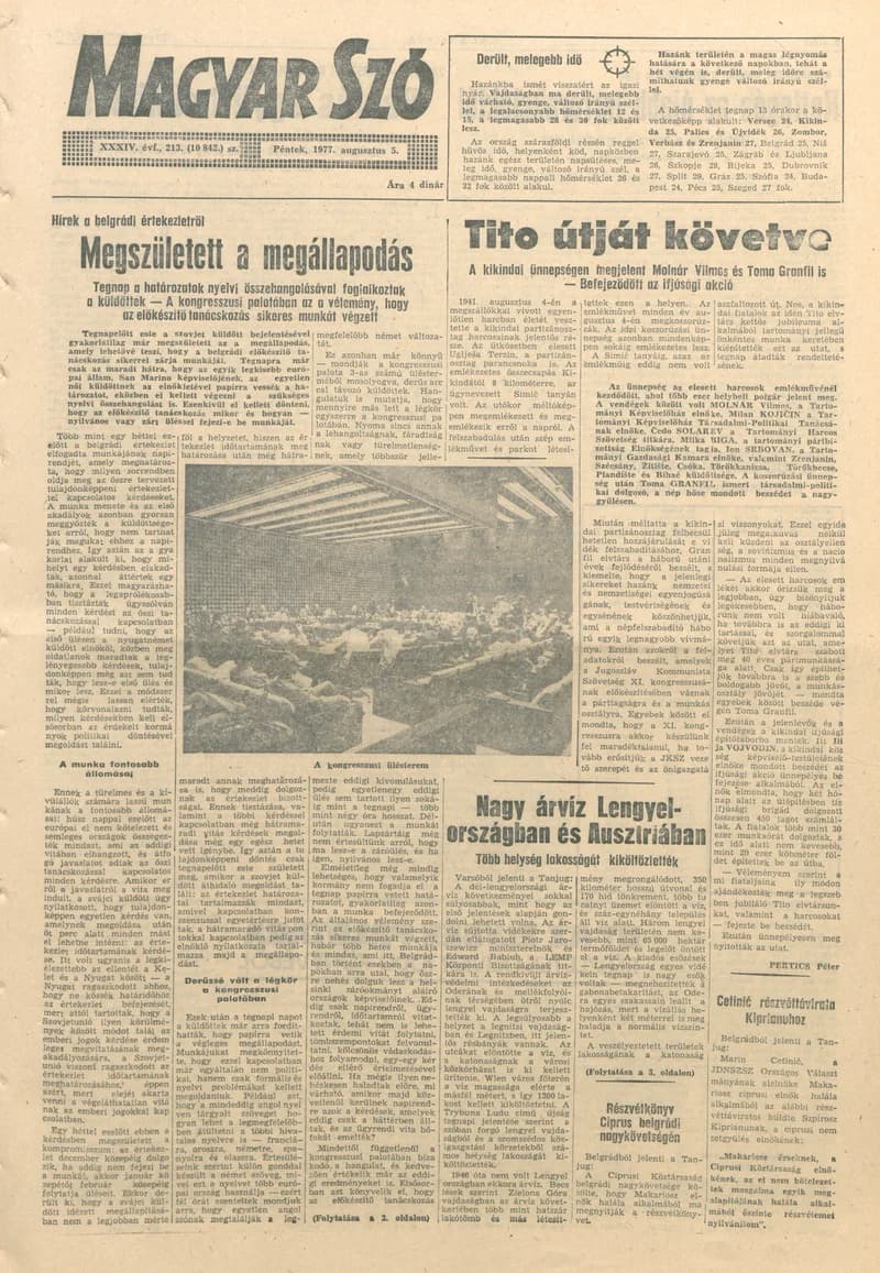 Magyar Szó, 34. évf. 1977. augusztus 5. 213. sz.