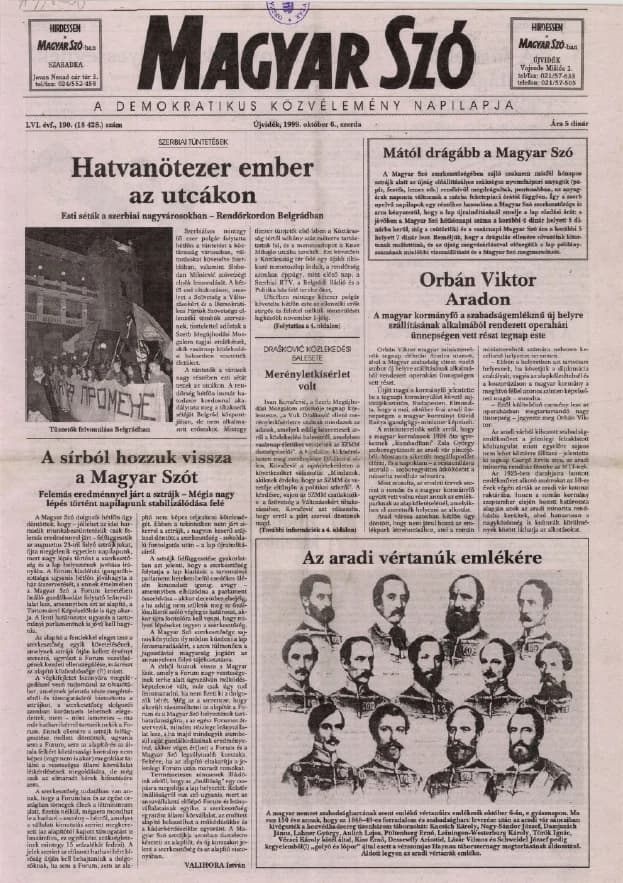 Magyar Szó, 56. évf. 1999. október 6. 190. sz. 1–16. oldal