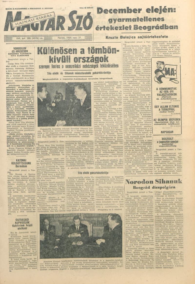 Magyar Szó, 16. évf. 1959. november 27. 280. sz. 1–20. oldal