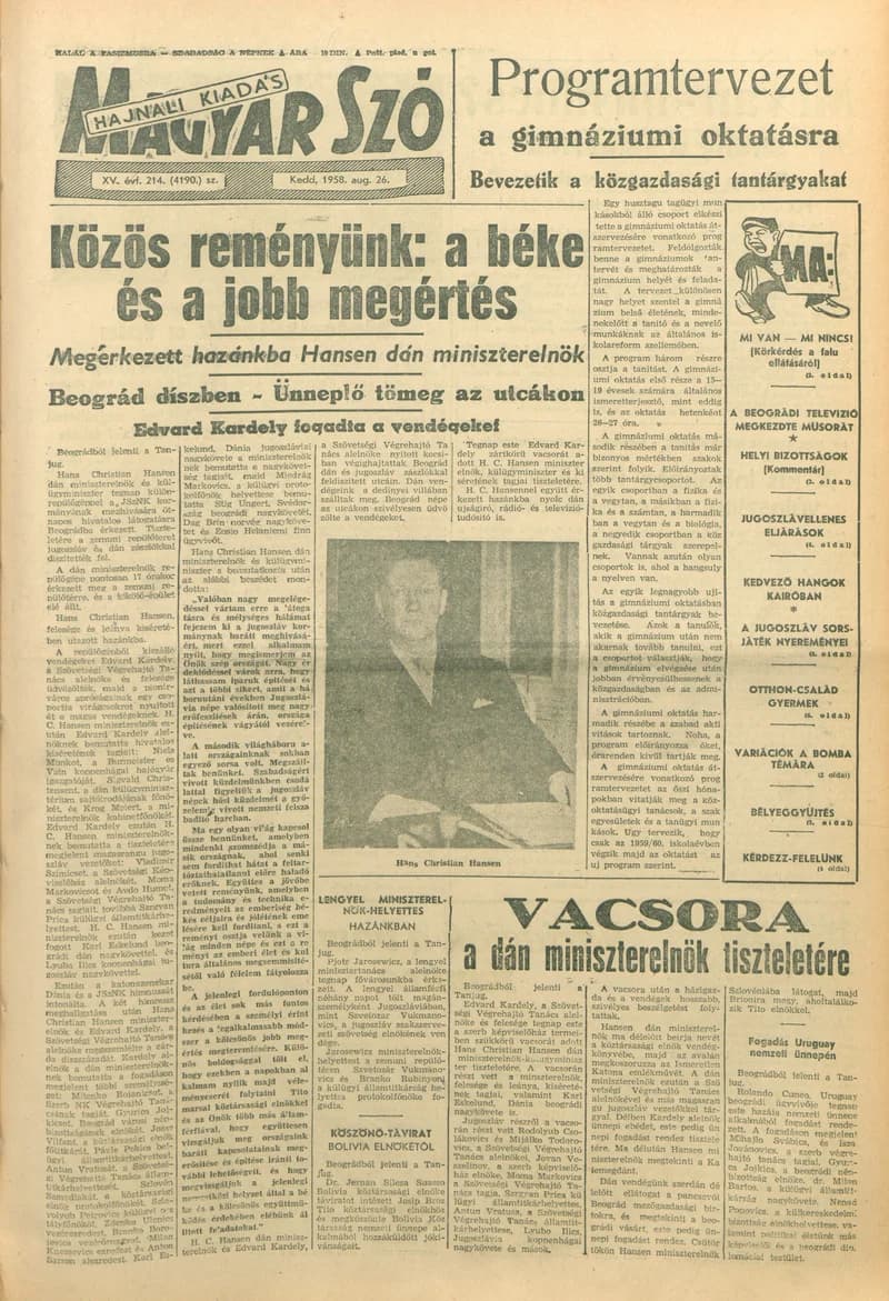 Magyar Szó, 15. évf. 1958. augusztus 26. 214. sz. 1–16. oldal