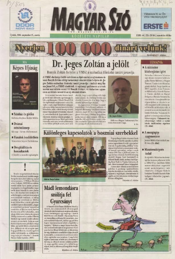 Magyar Szó, 63. évf. 2006. szeptember 27. 225. sz. 1–20. oldal