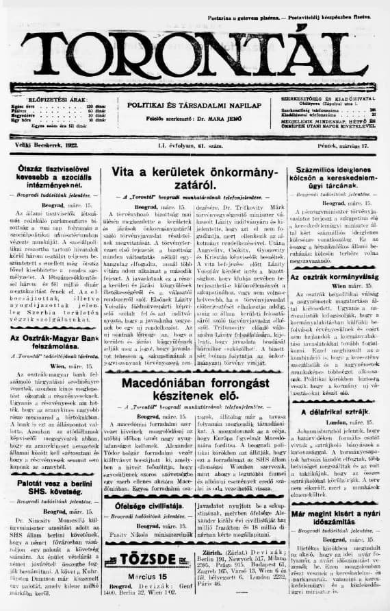 Torontál, 51. évf. 1922. március 17. 61. sz.