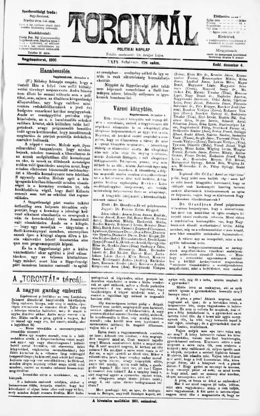 Torontál, 29. évf. 1900. december 4. 278. sz.