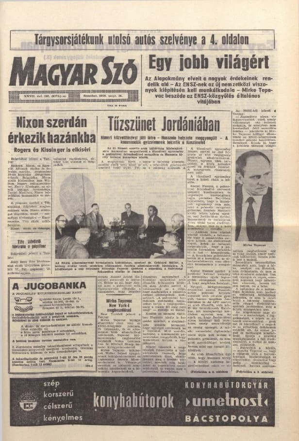 Magyar Szó, 27. évf. 1970. szeptember 26. 265. sz. 1–16. oldal