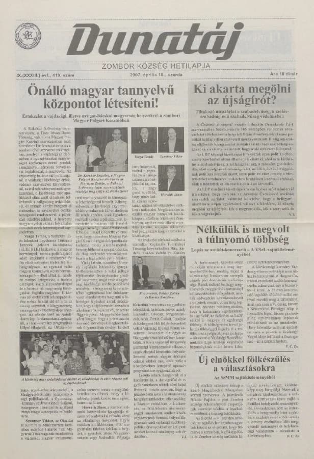 Dunatáj, 9. évf. 2007. április 18. 419. sz.