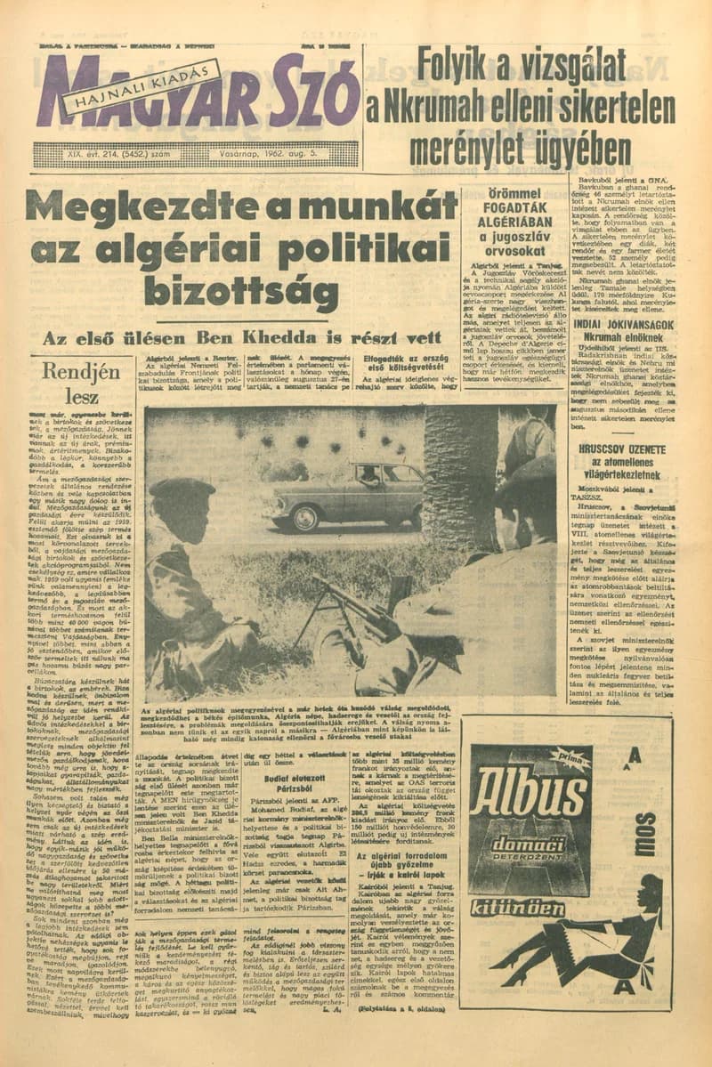 Magyar Szó, 19. évf. 1962. augusztus 5. 214. sz. 1–24. oldal