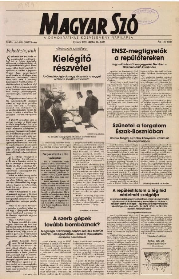 Magyar Szó, 49. évf. 1992. október 12. 281. sz. 1–16. oldal