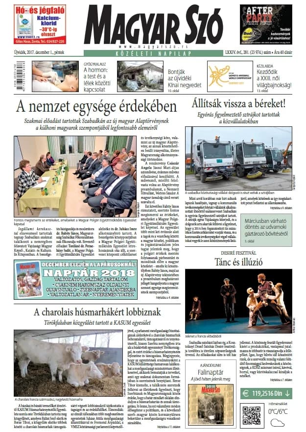Magyar Szó, 74. évf. 2017. december 1. 281. sz. 1–16. oldal