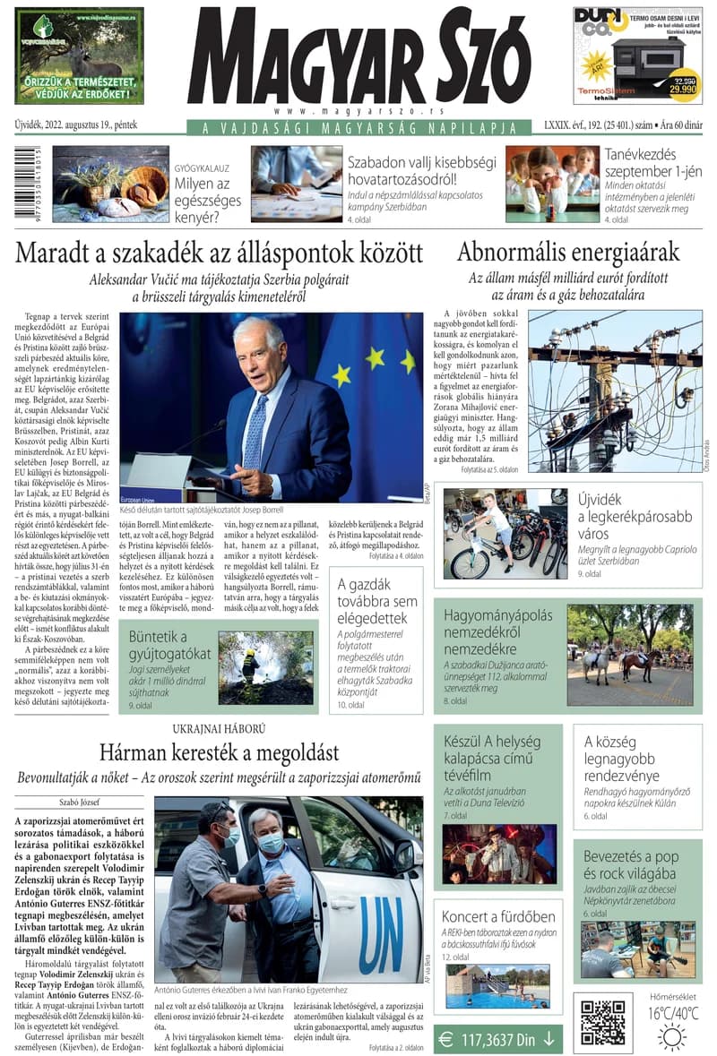 Magyar Szó, 79. évf. 2022. augusztus 19. 192. sz. 1–16. oldal