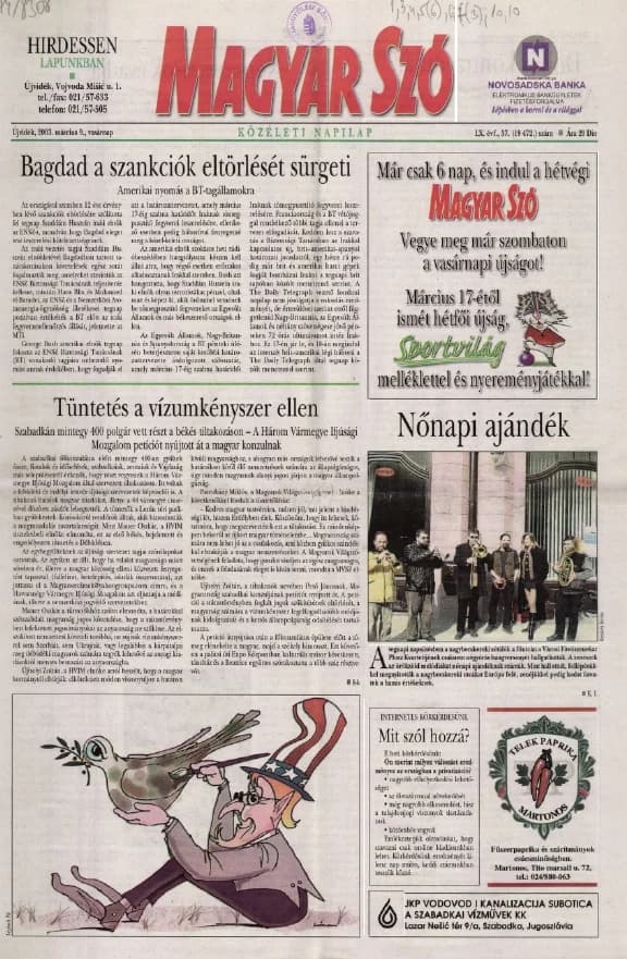 Magyar Szó, 60. évf. 2003. március 9. 57. sz. 1–28. oldal