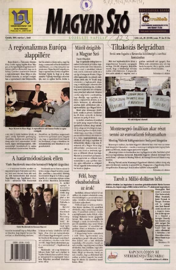 Magyar Szó, 62. évf. 2005. március 1. 49. sz. 1–20. oldal