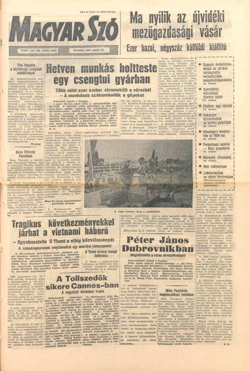 Magyar Szó, 24. évf. 1967. május 13. 128. sz. 1–12. oldal
