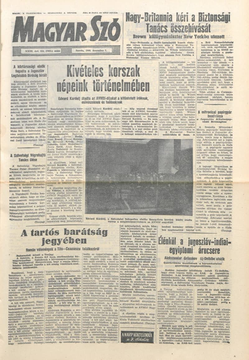 Magyar Szó, 23. évf. 1966. december 7. 334. sz.