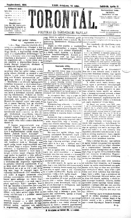 Torontál, 23. évf. 1894. április 12. 84. sz.