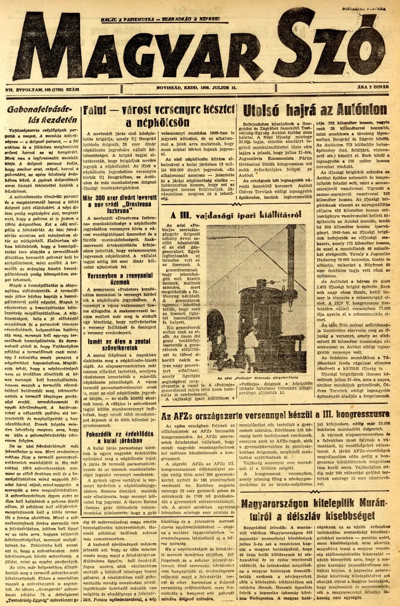 Magyar Szó, 7. évf. 1950. július 11. 163. sz. 1–4. oldal