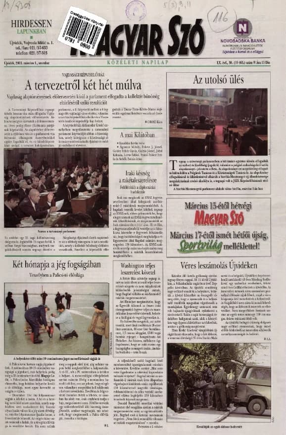 Magyar Szó, 60. évf. 2003. március 1. 50. sz. 1–16. oldal