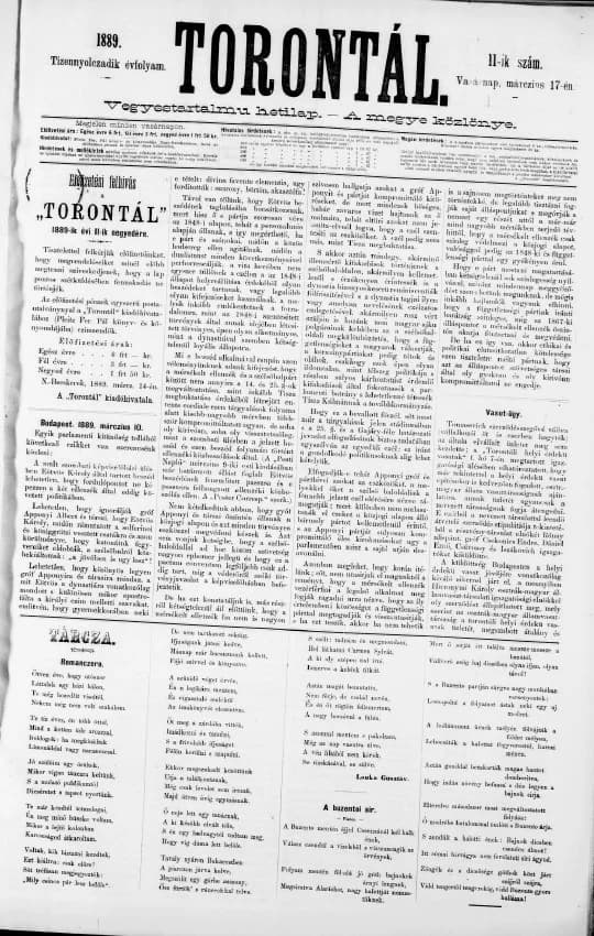 Torontál, 18. évf. 1889. március 17. 11. sz.