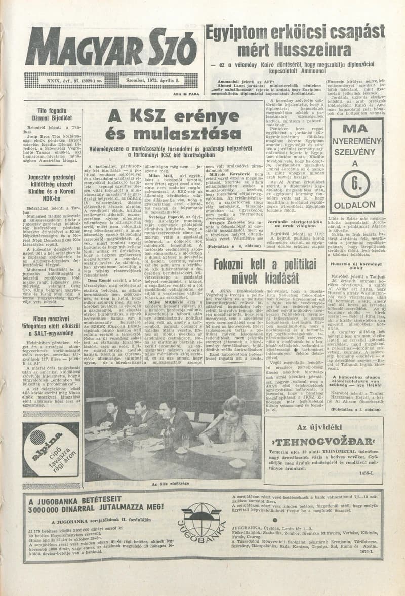 Magyar Szó, 29. évf. 1972. április 8. 97. sz. 1–16. oldal