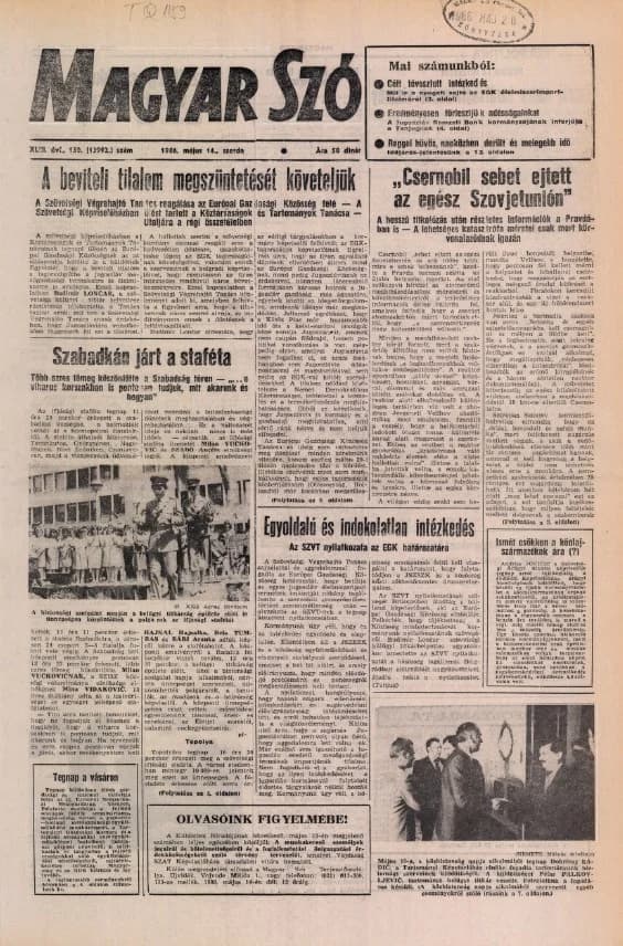 Magyar Szó, 43. évf. 1986. május 14. 130. sz. 1–24. oldal