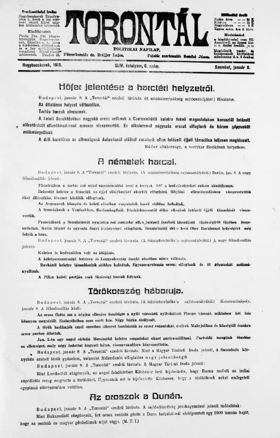 Torontál, 44. évf. 1915. január 9. 6. sz.