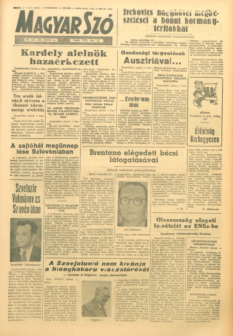 Magyar Szó, 12. évf. 1955. november 22. 320. sz. 1–8. oldal