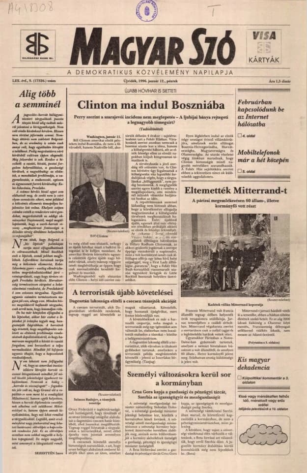 Magyar Szó, 53. évf. 1996. január 12. 9. sz. 1–16. oldal