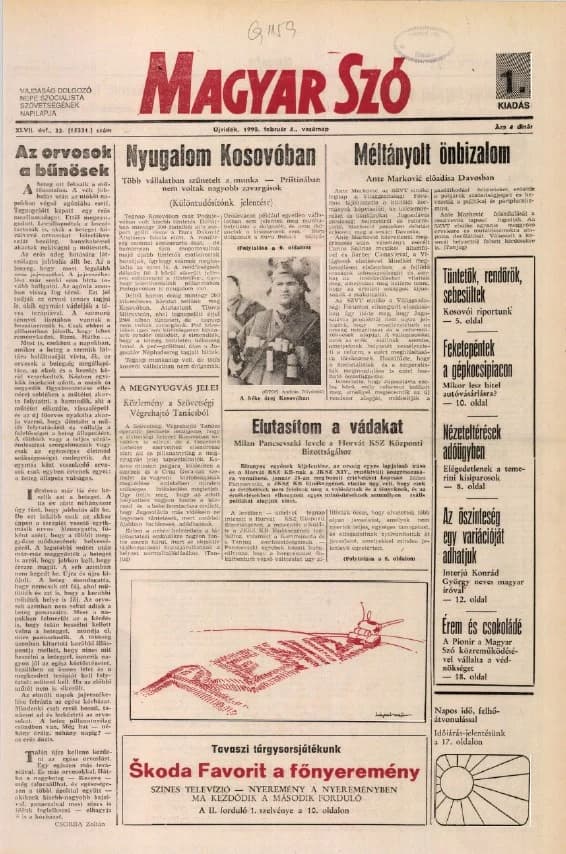 Magyar Szó, 47. évf. 1990. február 4. 33. sz. 1–32. oldal