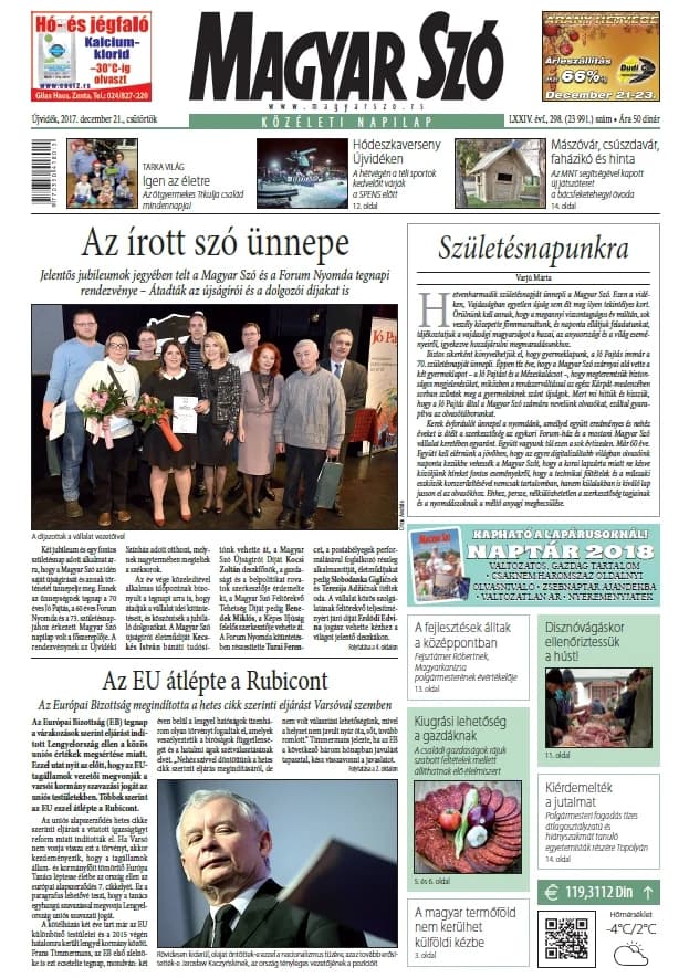 Magyar Szó, 74. évf. 2017. december 21. 298. sz. 1–20. oldal