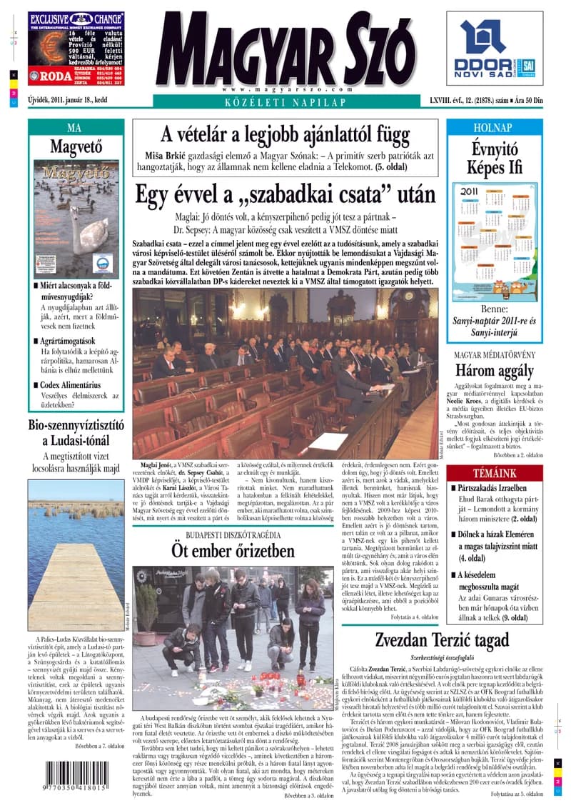 Magyar Szó, 68. évf. 2011. január 18. 12. sz. 1–20. oldal