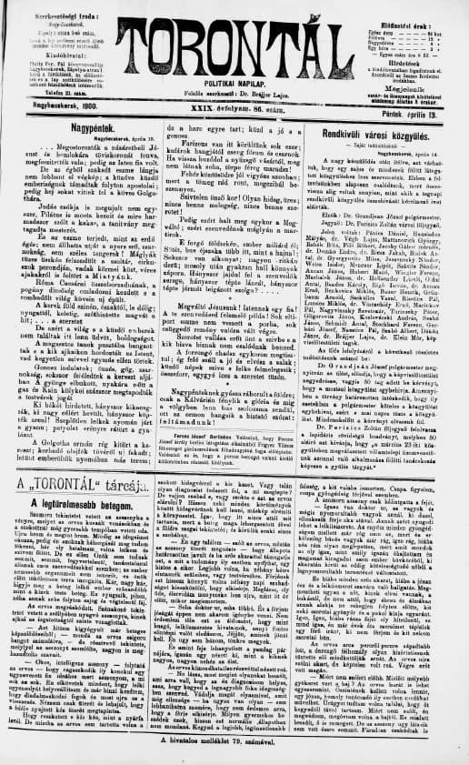 Torontál, 29. évf. 1900. április 13. 86. sz.