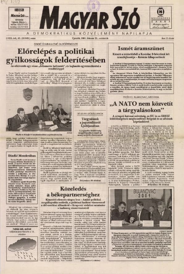 Magyar Szó, 58. évf. 2001. február 22. 43. sz. 1–16. oldal