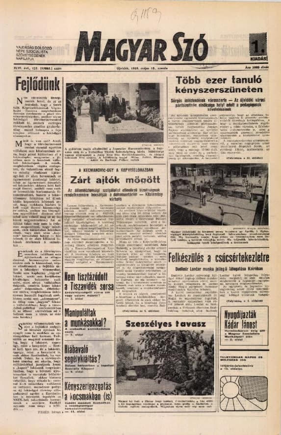 Magyar Szó, 46. évf. 1989. május 10. 125. sz. 1–20. oldal