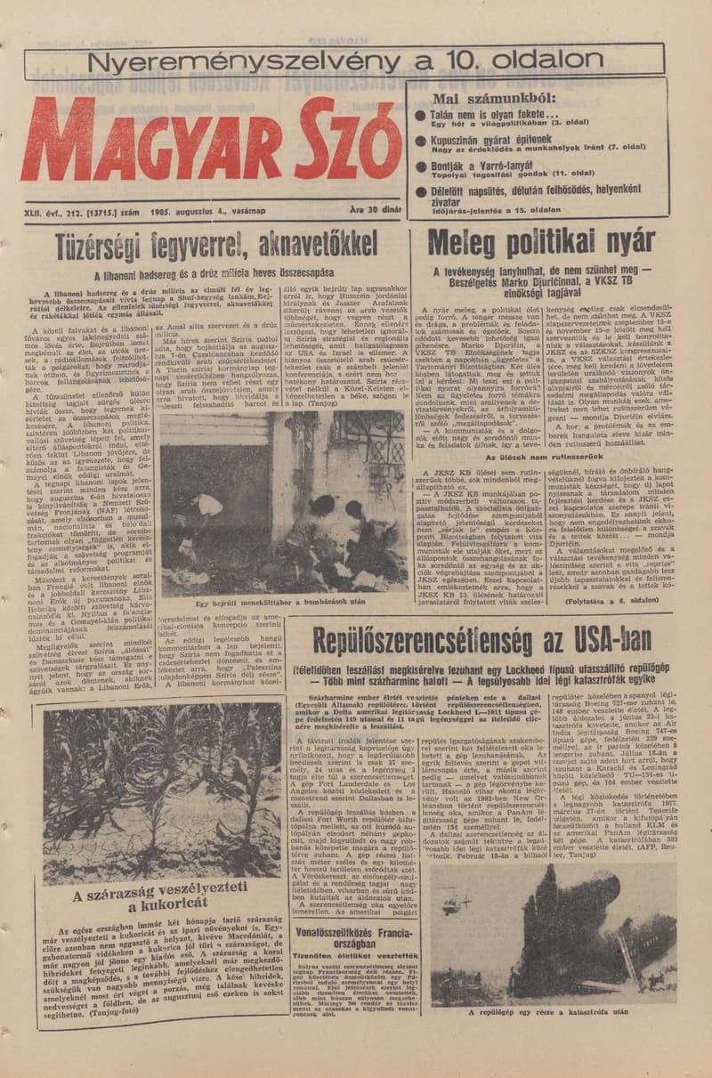 Magyar Szó, 42. évf. 1985. augusztus 4. 212. sz. 1–28. oldal