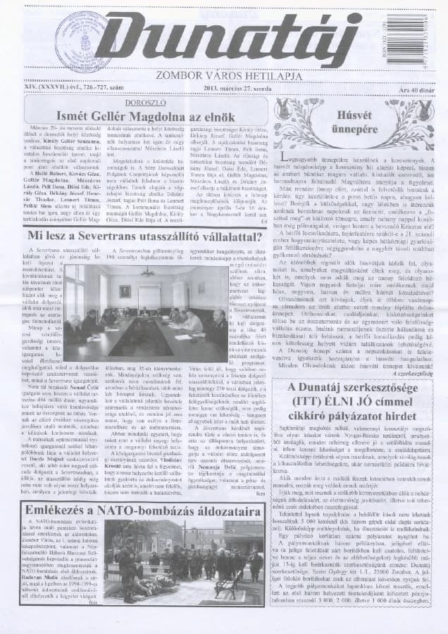 Dunatáj, 15. évf. 2013. március 27. 726–727. sz.