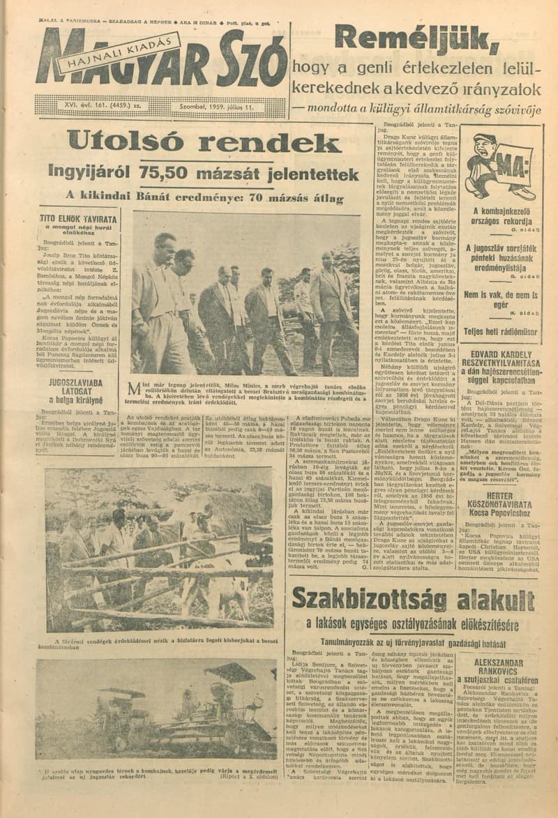 Magyar Szó, 16. évf. 1959. július 11. 161. sz. 1–22. oldal