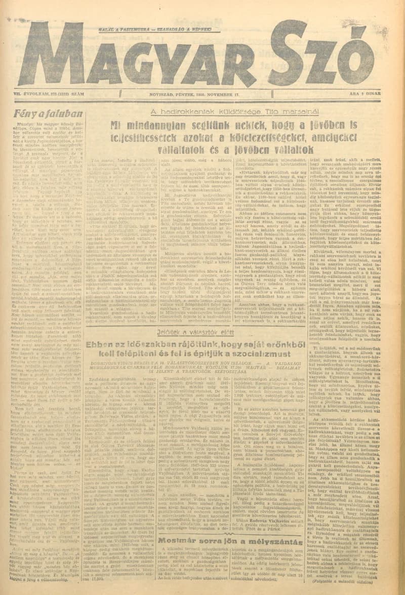 Magyar Szó, 7. évf. 1950. november 17. 273. sz. 1–4. oldal