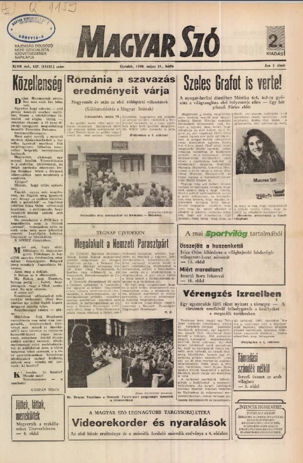 Magyar Szó, 47. évf. 1990. május 21. 137. sz. 1–24. oldal