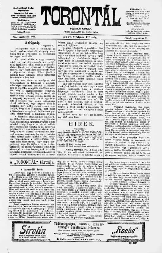 Torontál, 35. évf. 1906. augusztus 10. 182. sz.