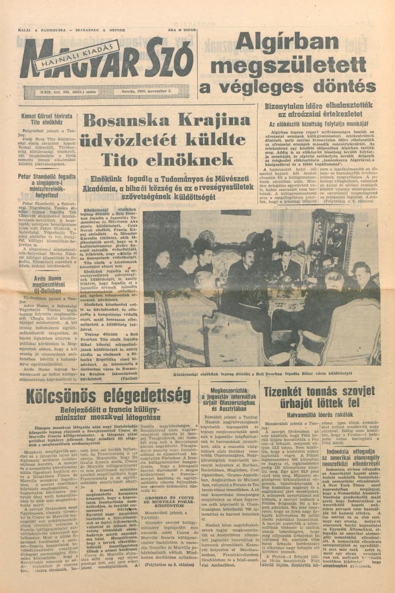 Magyar Szó, 22. évf. 1965. november 3. 303. sz.