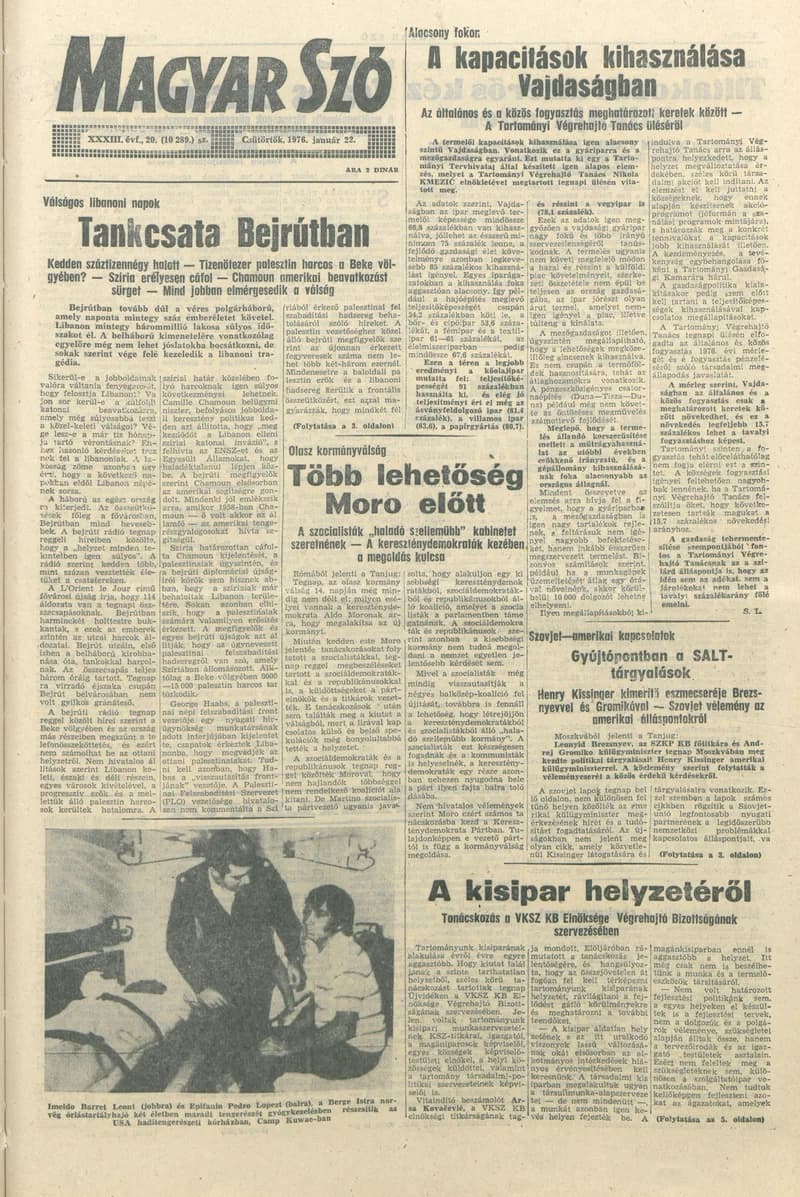 Magyar Szó, 33. évf. 1976. január 22. 20. sz. 1–24. oldal