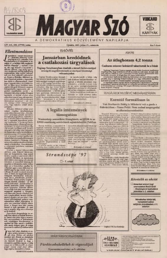 Magyar Szó, 54. évf. 1997. július 17. 166. sz. 1–16. oldal