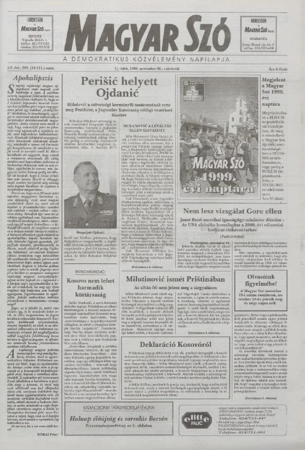 Magyar Szó, 55. évf. 1998. november 26. 282. sz. 1–16. oldal