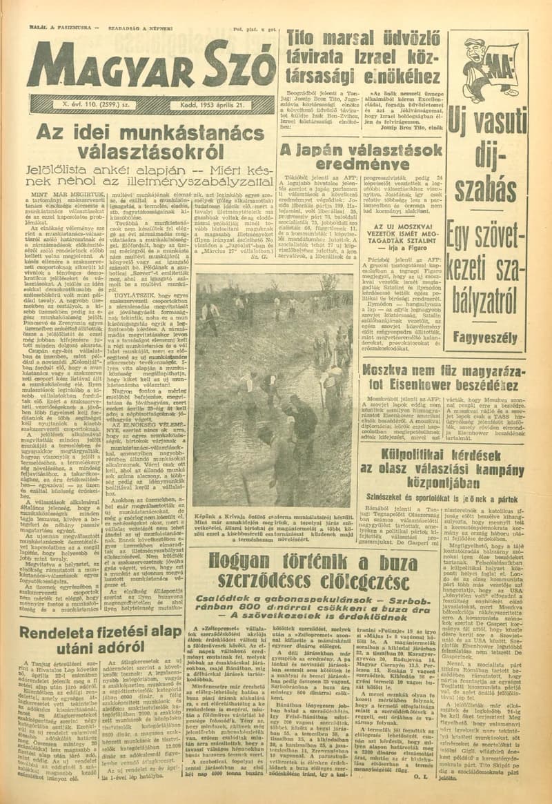 Magyar Szó, 10. évf. 1953. április 21. 110. sz. 1–12. oldal
