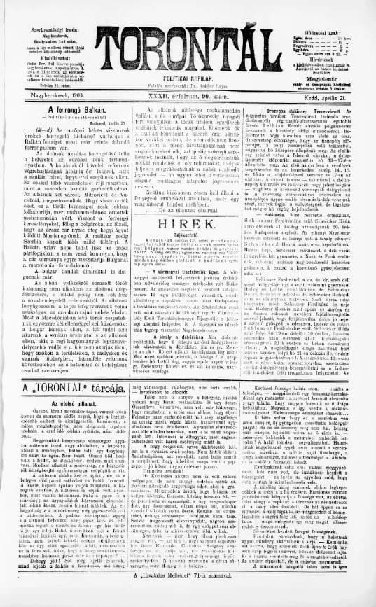 Torontál, 32. évf. 1903. április 21. 90. sz.
