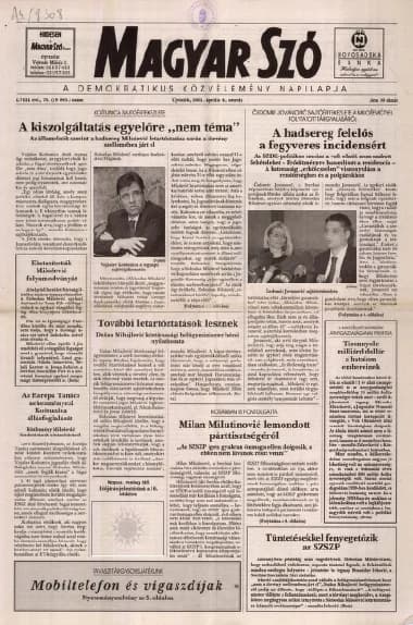 Magyar Szó, 58. évf. 2001. április 4. 79. sz. 1–16. oldal