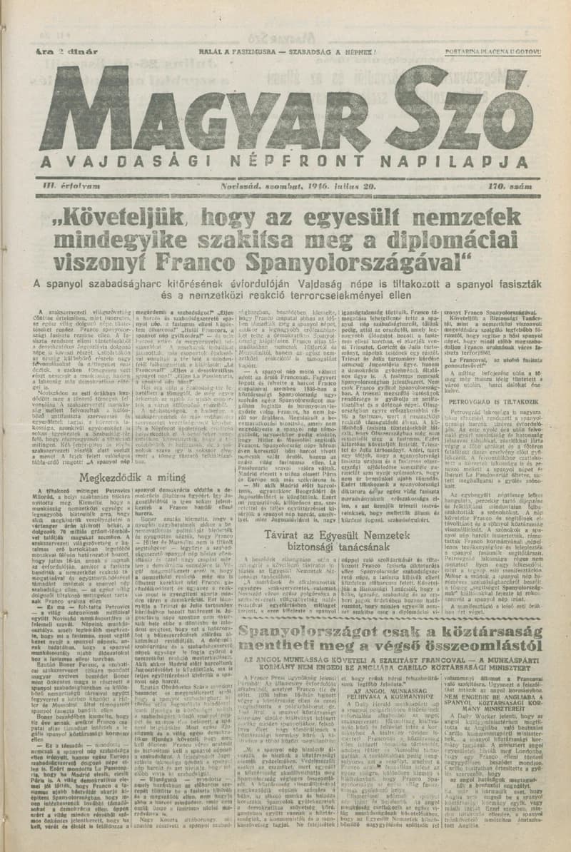 Magyar Szó, 3. évf. 1946. július 20. 170. sz. 1–8. oldal