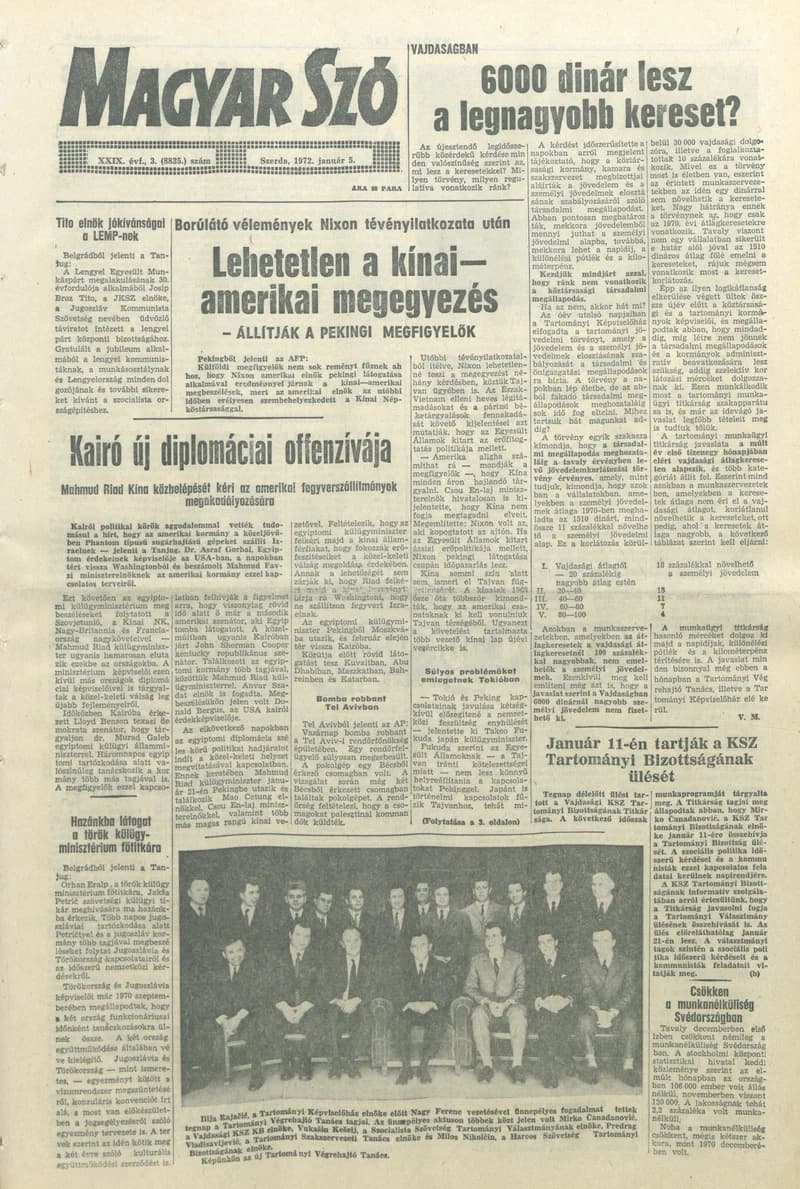 Magyar Szó, 29. évf. 1972. január 5. 3. sz. 1–16. oldal
