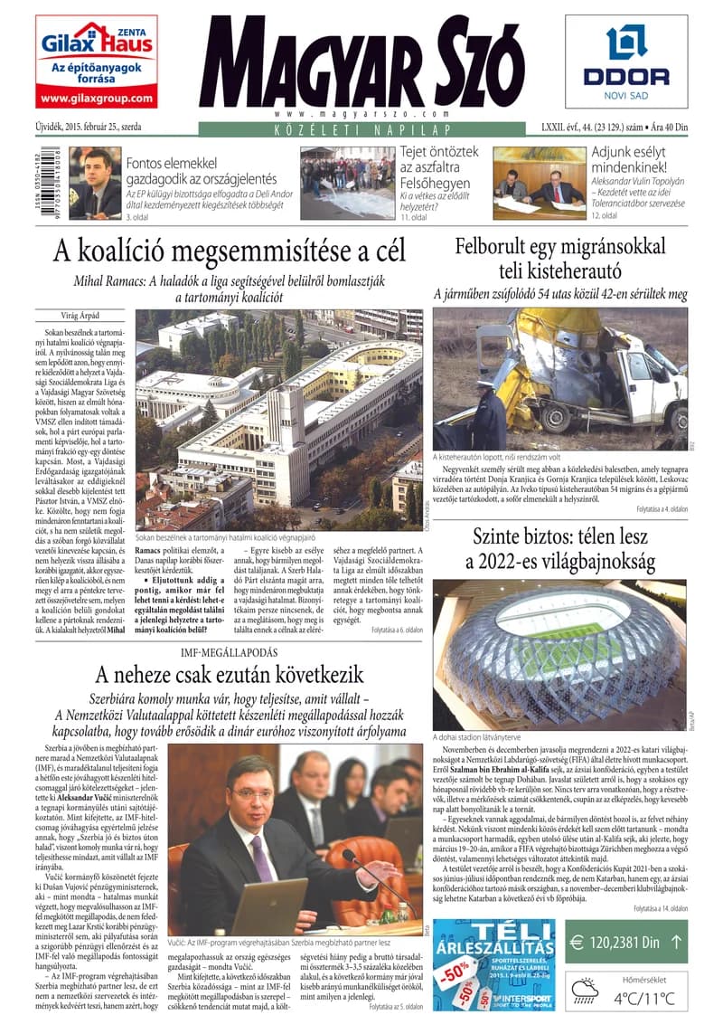 Magyar Szó, 72. évf. 2015. február 25. 44. sz. 1–16. oldal